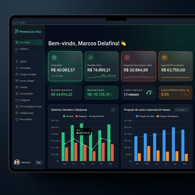 Prime Cash Flow dashboard preview